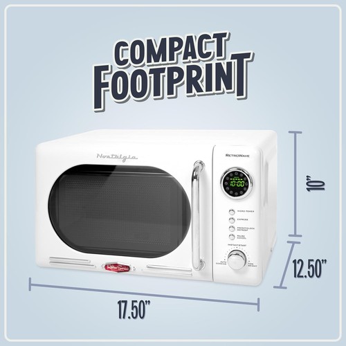 Nostalgia Retro Compact Countertop Microwave Oven - 0.7 Cu. Ft., White - Picture 5 of 6