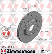 2x ZIMMERMANN Bremsscheibe SPORT Z 470.2438.52 für RENAULT LAGUNA CLIO TALISMAN
