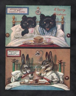 Ellam Breakfast in Bed   RABBITS and BEARS   Tuck   Lot of 2