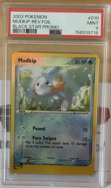 Pokemon Mudkip Black Star Promo 010 (2003) Reverse Foil PSA 9