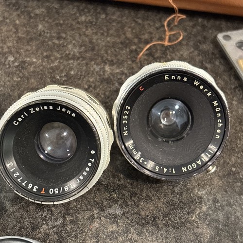 Cámara SLR Exakta VAREX VX 35 mm década de 1950 con 3 lentes y extras Carl Zeiss Jena LIMPIA - Imagen 10 de 24