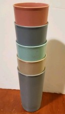Set of 5 Vintage Tupperware Tumblers 873, Mixed Colors, 12 oz., good, Set 1