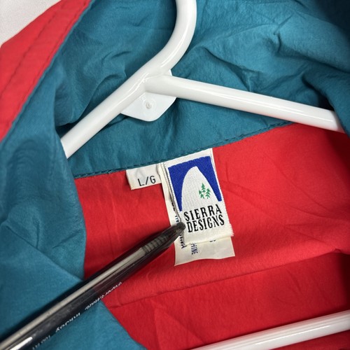 Vintage 90s Sierra Designs Jacket Mens Red Windbreaker 1/2 Zip Pullover Sz Large - Picture 7 of 8