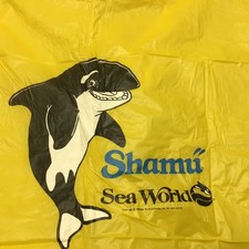 Vintage 1990 Sea World Poncho Rain Shamu Orca Whale small repair see photo