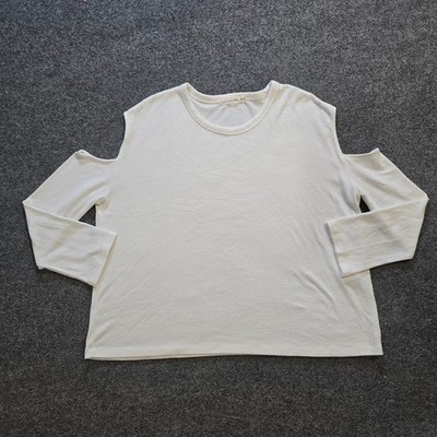 Rag Bone Top Womens Small White Knit Cold Shoulder Long Sleeve Casual Capsule