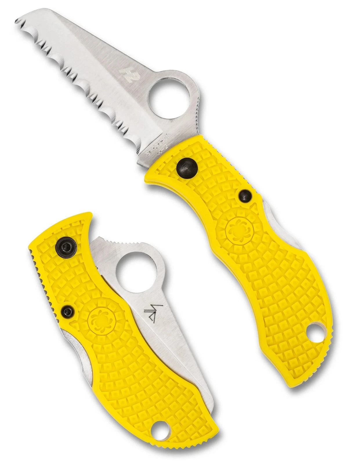 Spyderco Manbug Salt Folding Knife 1.9" Serrated Edge H-2 Blade Yellow FRN MYLS
