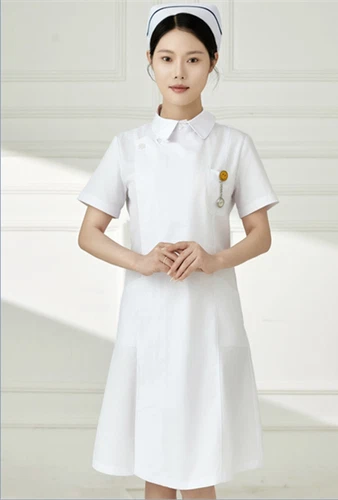 Women Nurse Dress Doctor Beautician Lab Long Coat Doll Collar Work Clothes - Picture 8 of 17