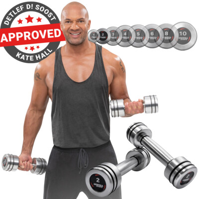 Miweba Sports Chrom Matt Kurzhantel 2er Set Hantel Gewichte Krafttraining Fitnes