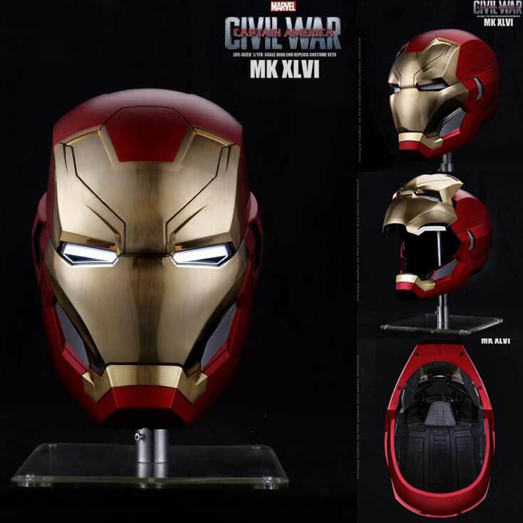 Marvel Captain America Civil War 1/1 Iron Man MK46 Helmet Auto On