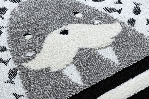 Amazing Children's Rug JOY WALRUS, structural, circle, GREY / CREAM Best Quality - Picture 4 of 6