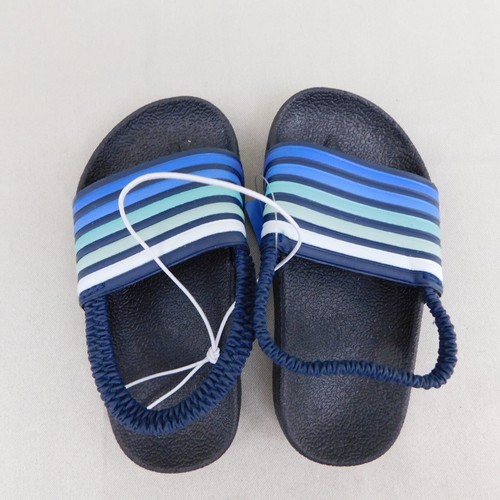 Swiggles Toddler Boy's Sculpted Stripe Slide Sandals - 5, Blue-Black #432 - Picture 4 of 7