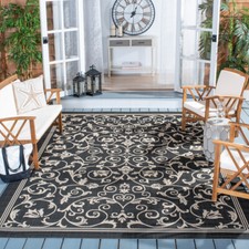 SAFAVIEH Indoor Outdoor CY2098-3908 Courtyard Black / Sand Rug