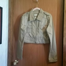 Tan Crop Zipper Blazer Jacket