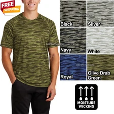 Mens Camo Print Camoflauge UPF 30 Moisture Dri Fit Wicking Tee T-Shirt XS-4XL