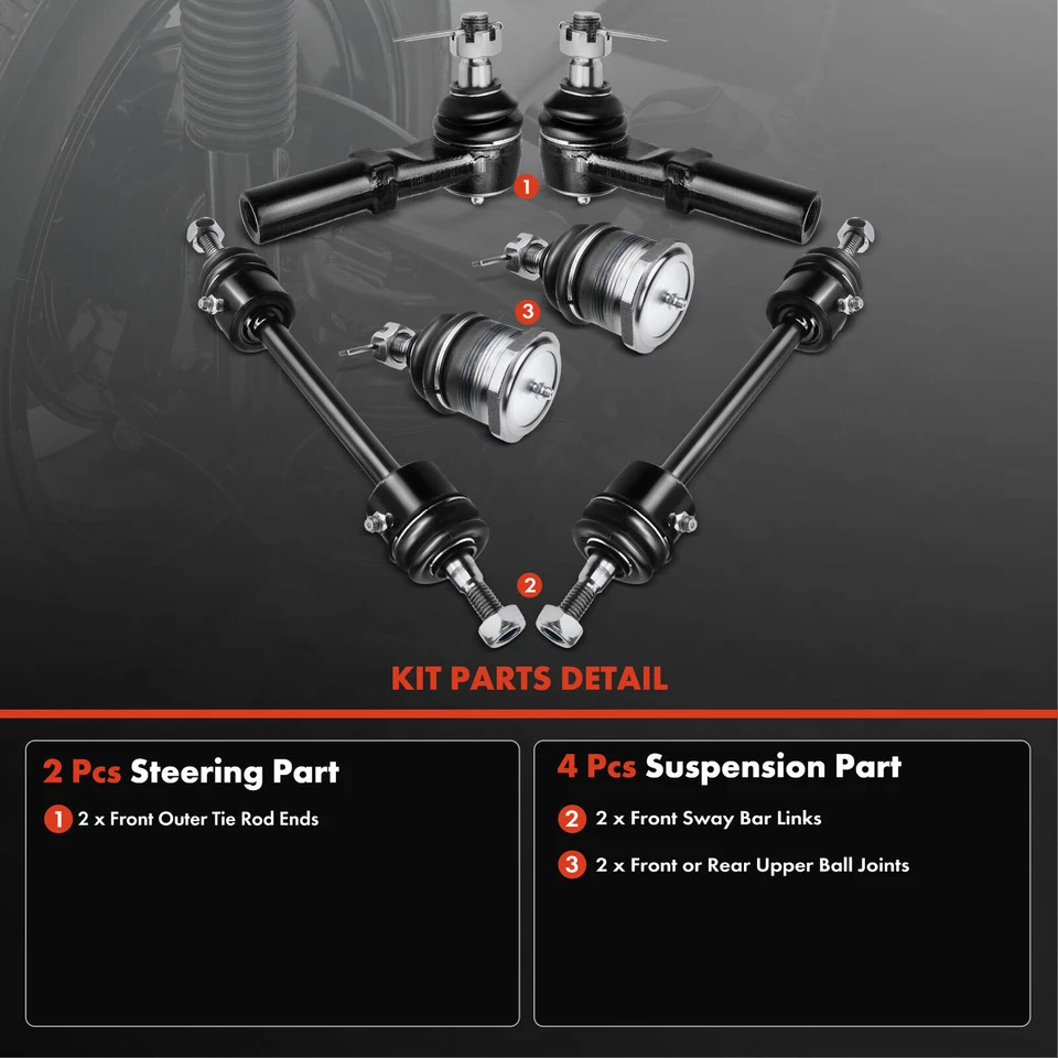6 передних боковых стабилизаторов подвески, конец анкерного стержня и шаровой шарнир для Dodge Viper 1992-1995 - Изображение 3 из 4