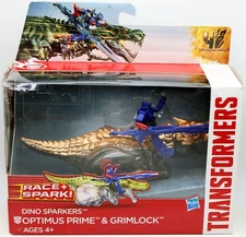 Transformers Dino Sparkers OPTIMUS PRIME & GRIMLOCK Small Action Figure 2014