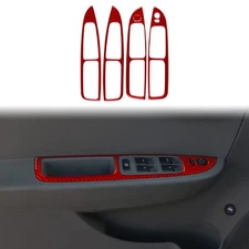 5Pcs Window Lift Switch Panel Trim For Chevrolet Malibu 10-12 Red Carbon Fiber