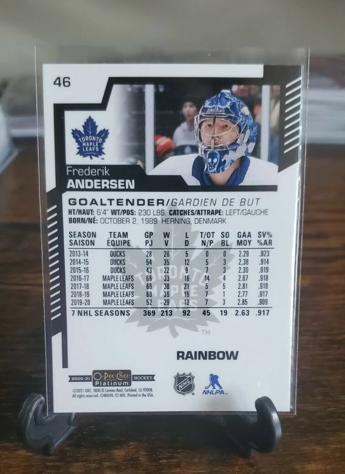 2020-21 O Pee Chee Platinum Rainbow Frederik Anderson #46 - Image 2 of 2