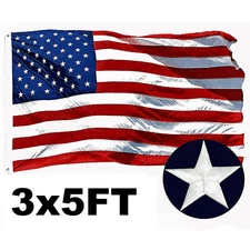 3x5 American Flag Luxury Embroidered Star Double Sided Heavy Duty Nylon Outdoor