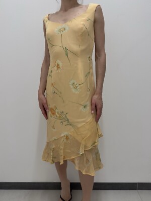 DDP Vintage Escada Silk Floral Print Mesh Summer Dress Size 34