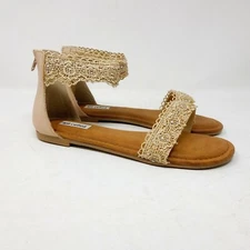 Brand New Not Rated Shala Women’s Light Pink Laced Ankle Strap Flat Sandal Sz 8