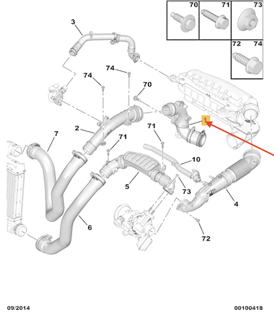 NEU PEUGEOT 3008 DISTRIBUTON CHAMBER SIDE AIR HOSE 9677355980 