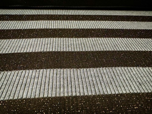 Metallic Ribbed Jersey Knit Fabric, Per Metre - Grey With Bronze Lurex Stripe - Picture 4 of 4
