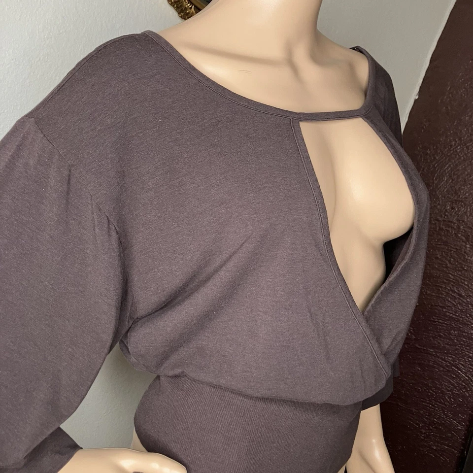 Lucy Knit Top Size Large Brown 3/4 Sleeve Organic Cotton Bamboo Stretch - Image 2 of 4