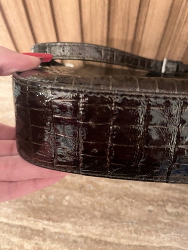 XOXO Vintage Brown Embossed Croc Pattern Purse Shoulder Bag GLOSSY - Picture 9 of 16