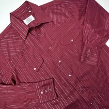Gibson Trading Co. Metallic Thread Pearl Snap Western Shirt Red MEDIUM Pckts EUC