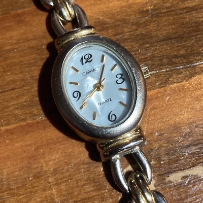 Carriage by Timex Womens Watch Elegant Two Tone Stretch Band MOP Dial Works