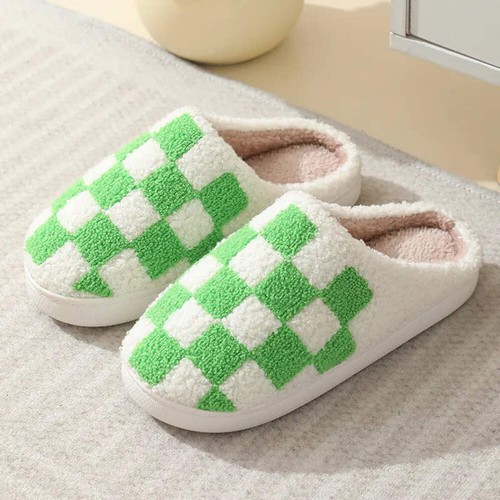 Winter Checkerboard Cotton Slippers – Indoor Comfort - Picture 13 of 22
