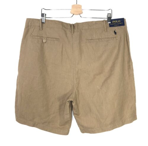 Polo Ralph Lauren Classic Fit Linen Blend Shorts Luxury Beige Sz 40 - Foto 2 di 10