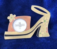 GANZ TREASURED MEMORIES Picture Frame Metal High Heel Hippie Flower Colorful NEW