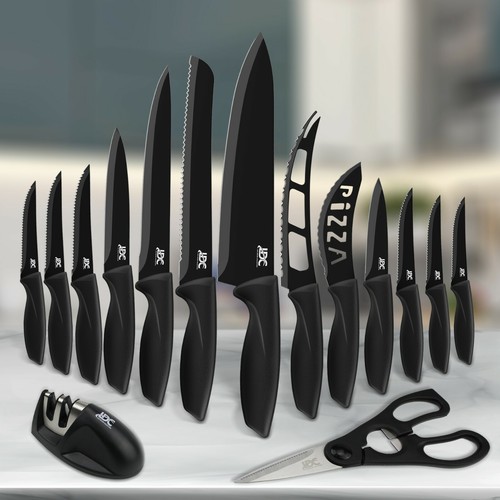 15 Piece Knife Set Serrated Stainless Steel For Kitchen Professional