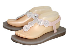 SKECHERS Meditation Stars Sparkle Rhinestone Slingback Sandal Size 8 Light Pink