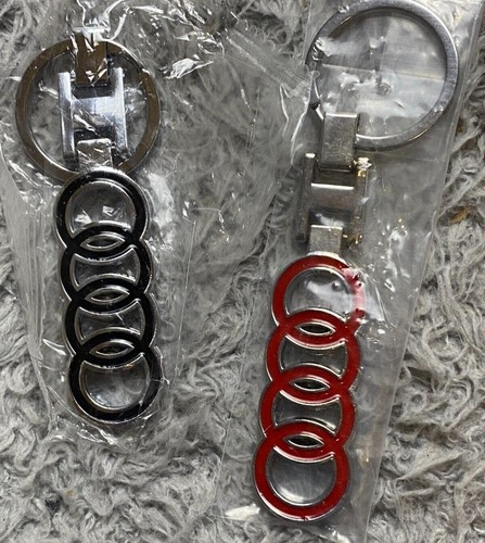 Audi Car Logo Metal Key Chain 3D Logo Emblem Keyring Holder Accessories 2pc