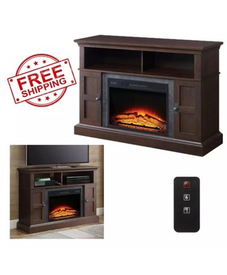 Electric Fireplace 70 Tv Stand Entertainment Media Center Wood
