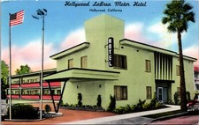 Postcard Hollywood LaBrea Motor Hotel at 7110 Hollywood Blvd in California