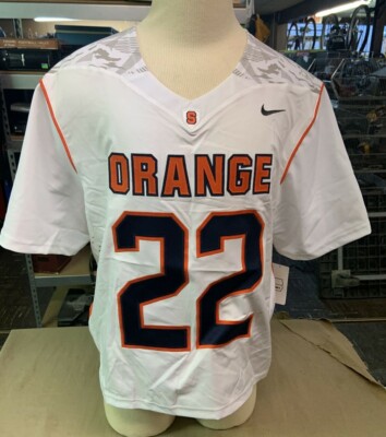 Nike Men's Dri Fit Syracuse Orange Lacrosse Jersey Large New 630504-100 Sewn On