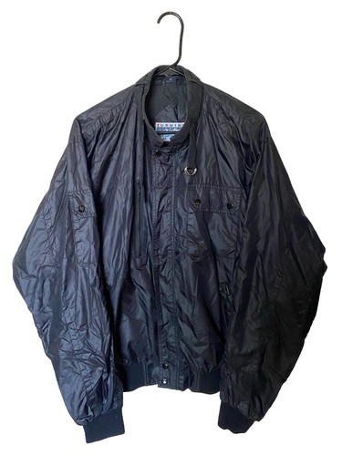 Vintage Turning Point Men’s Retro Zip Button Bomber Jacket Black Sz XL Nylon