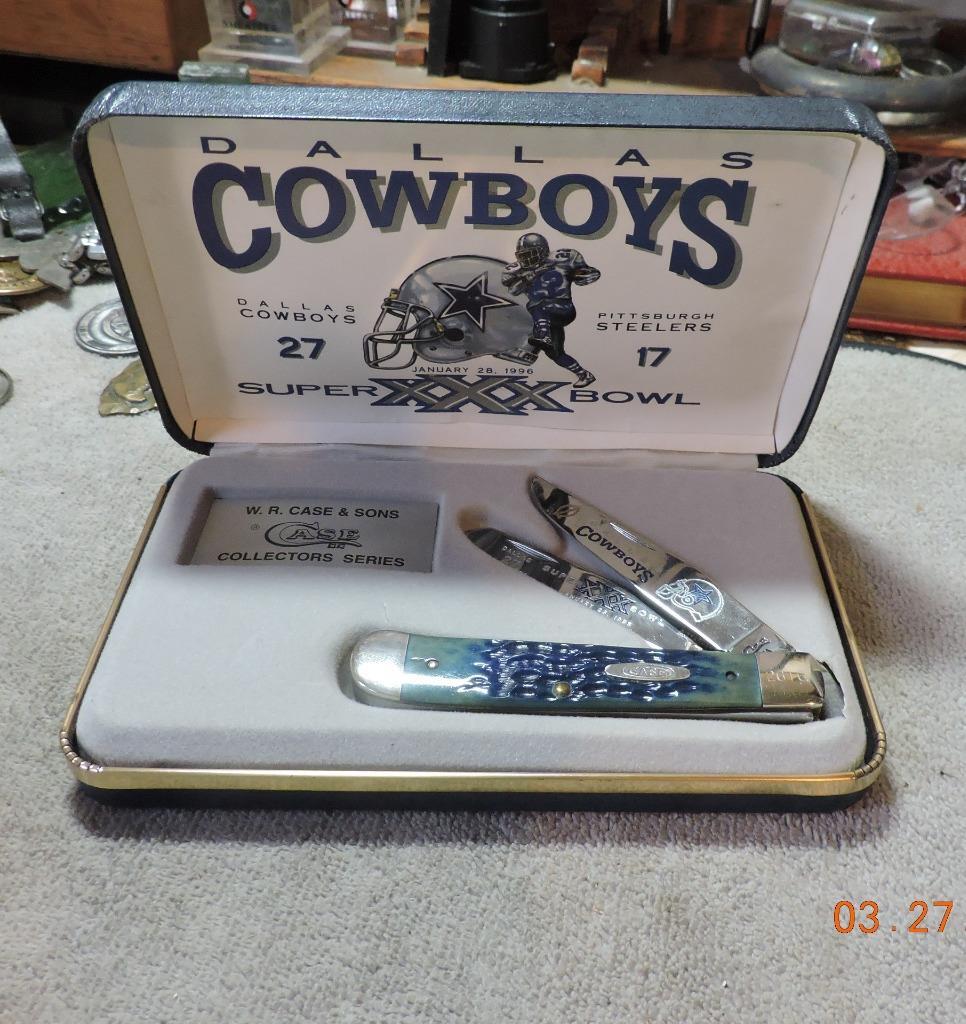 Case XX B6254 Blue Bone Trapper Knife Dallas Cowboys 1996 XXX Super