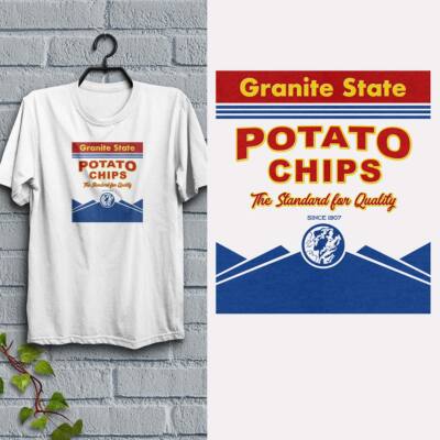 Granite State Potato Chips T-Shirt, White Adult Unisex S - XXL, 100% Cotton