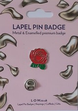  ROSE FLOWER in Red Lapel Pin Badge. metal & enamel.  250