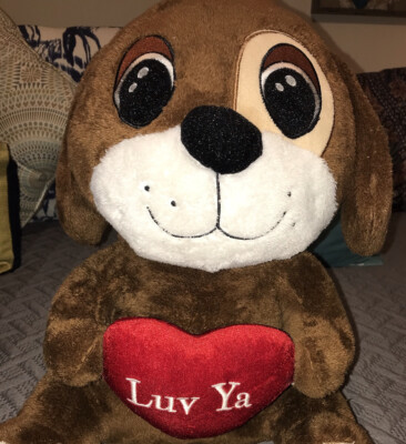 Dan Dee Hound Dog  Luv Ya  Heart Brown Puppy Pup Stuffed Animal 18  Sewn Face