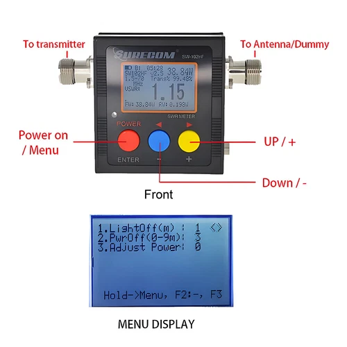 Surecom SW-102HF Watt Meter 1.5-70MHz 120W Power & S.W.R. Meter Male Connetor - Zdjęcie 8 z 11
