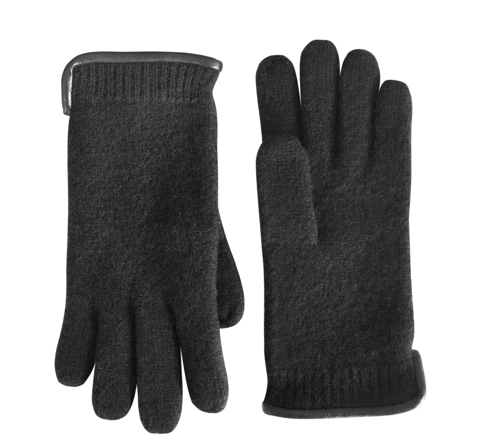 tittimitti 100% Virgin Wool Men's & Women's Gloves with Genuine Leather Trim.