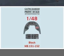 Instrumental panel Bloch MB.151/152 1/48 Print Scale 3D48008