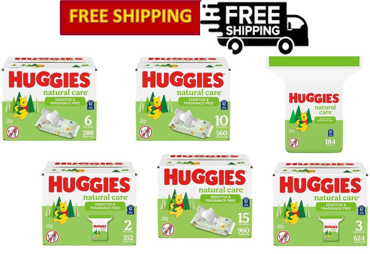 Huggies Natural Care Sensitive Baby Wipes, Unscented, Flip-Top Refill  Packs