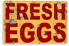 TIN SIGN Fresh Eggs Rustic Metal D cor Wall Art Farm Coop Store Kitchen A720